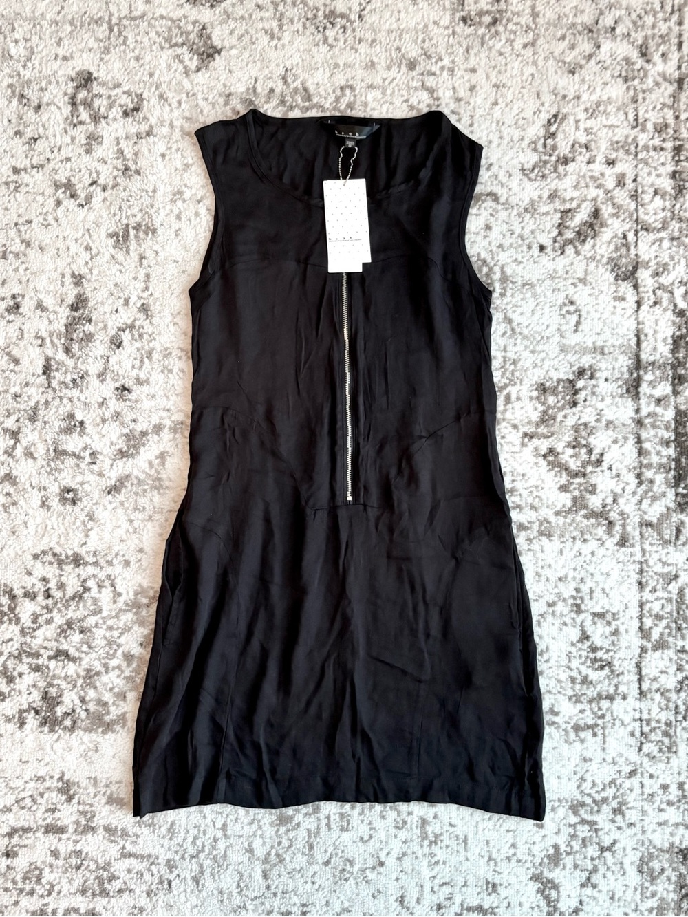 NWT b+ab Sleeveless Shift Zip-up LBD Black Mini Dress